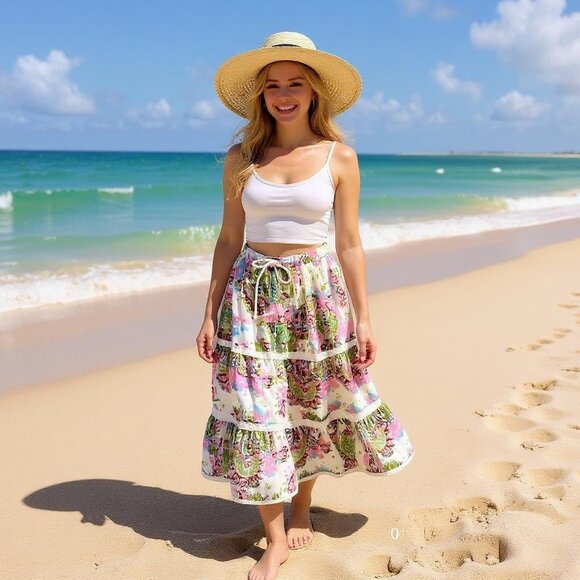 Apt. 9 Dresses & Skirts - APT. 9 Womens Maxi Skirt Sz L Boho Tiered Gypsy Fairy Grunge Cottagecore Y2K